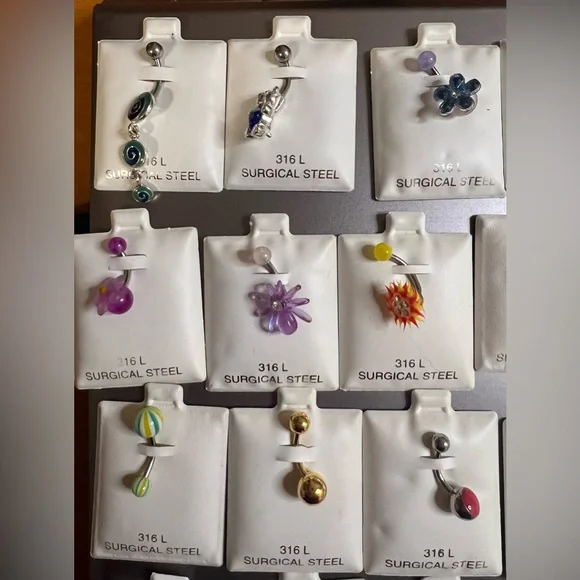Bulk Lot 32 NOS Belly Rings 316L Surgical Steel Jewelry Store Stock Y2K